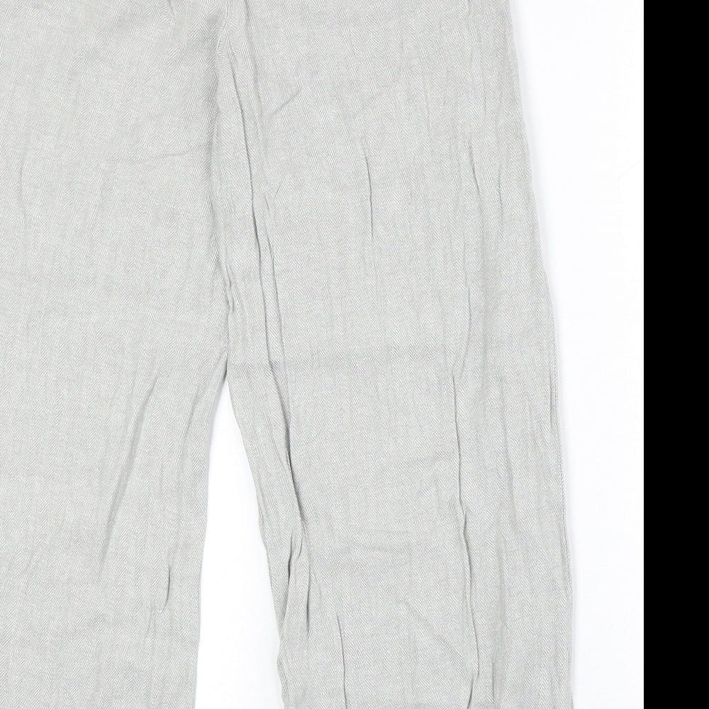 Marks and Spencer Womens Grey Linen Trousers Size 12 Regular Zip
