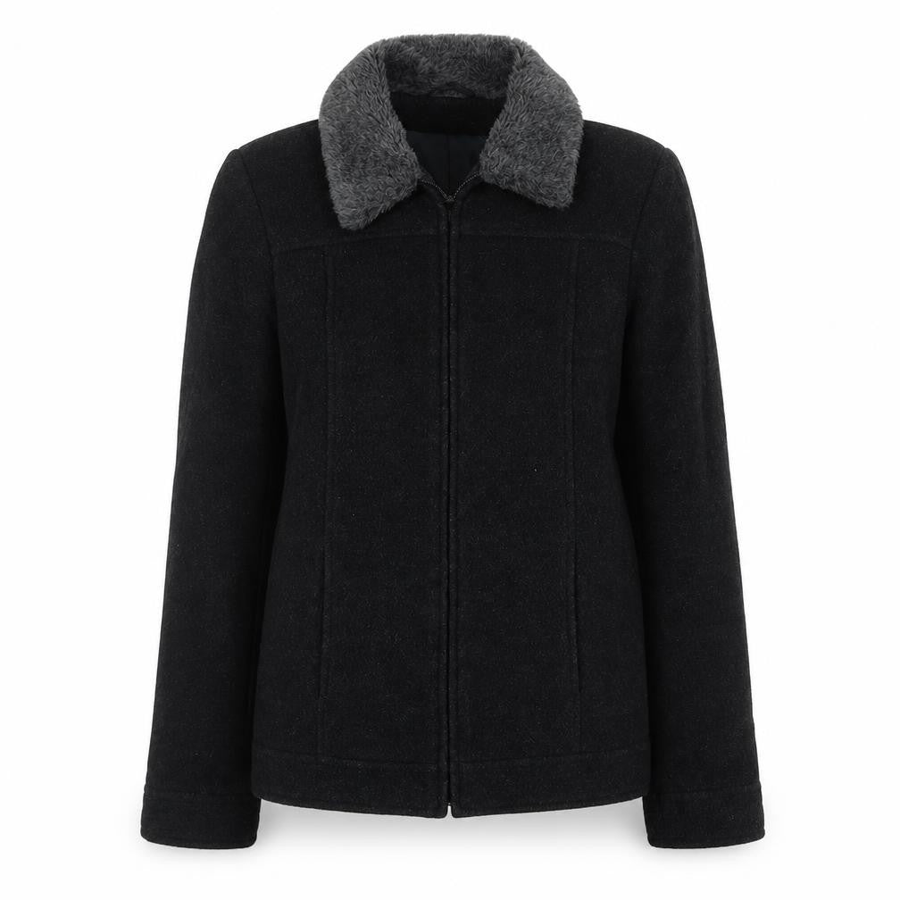 Front view of Dorothy Perkins women’s black jacket, size UK 10, zip