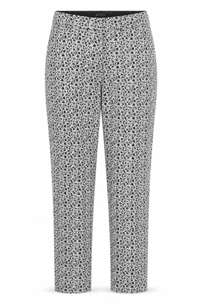 Miss Selfridge Womens Black Floral Polyester Trousers Size 8 Regular Hook & Eye