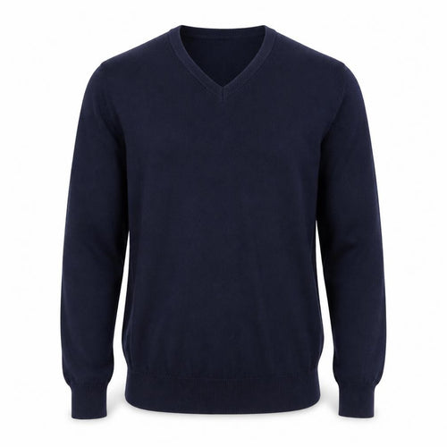 Marks and Spencer Mens Blue V-Neck Cotton Pullover Jumper Size S Long Sleeve