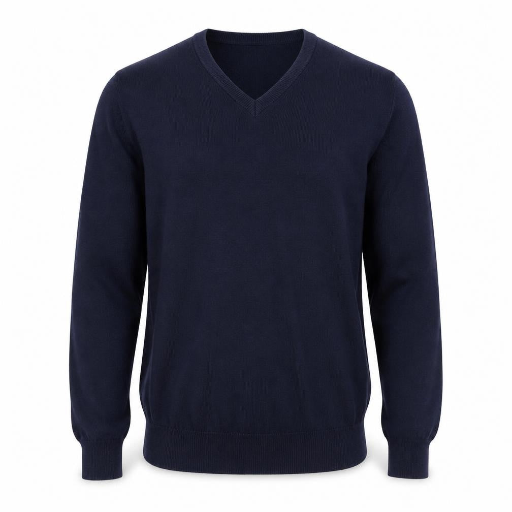 Marks and Spencer Mens Blue V-Neck Cotton Pullover Jumper Size S Long Sleeve