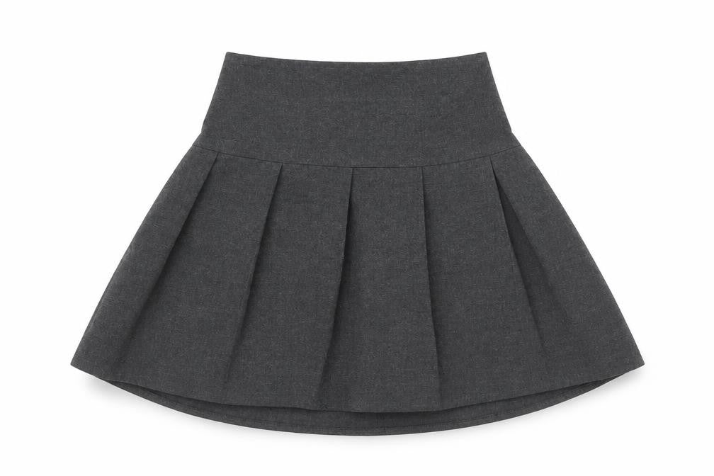 Marks and Spencer Girls Grey Polyester Flare Skirt Size 5-6 Years Regular Pull On