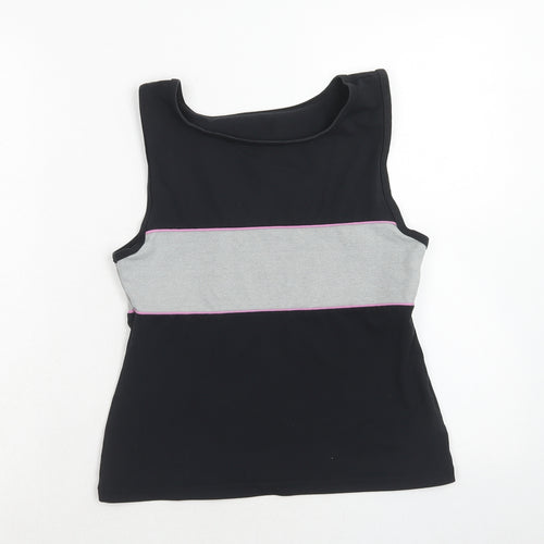 Marks and Spencer Womens Black Colourblock Polyamide Basic Tank Size 14 Boat Neck