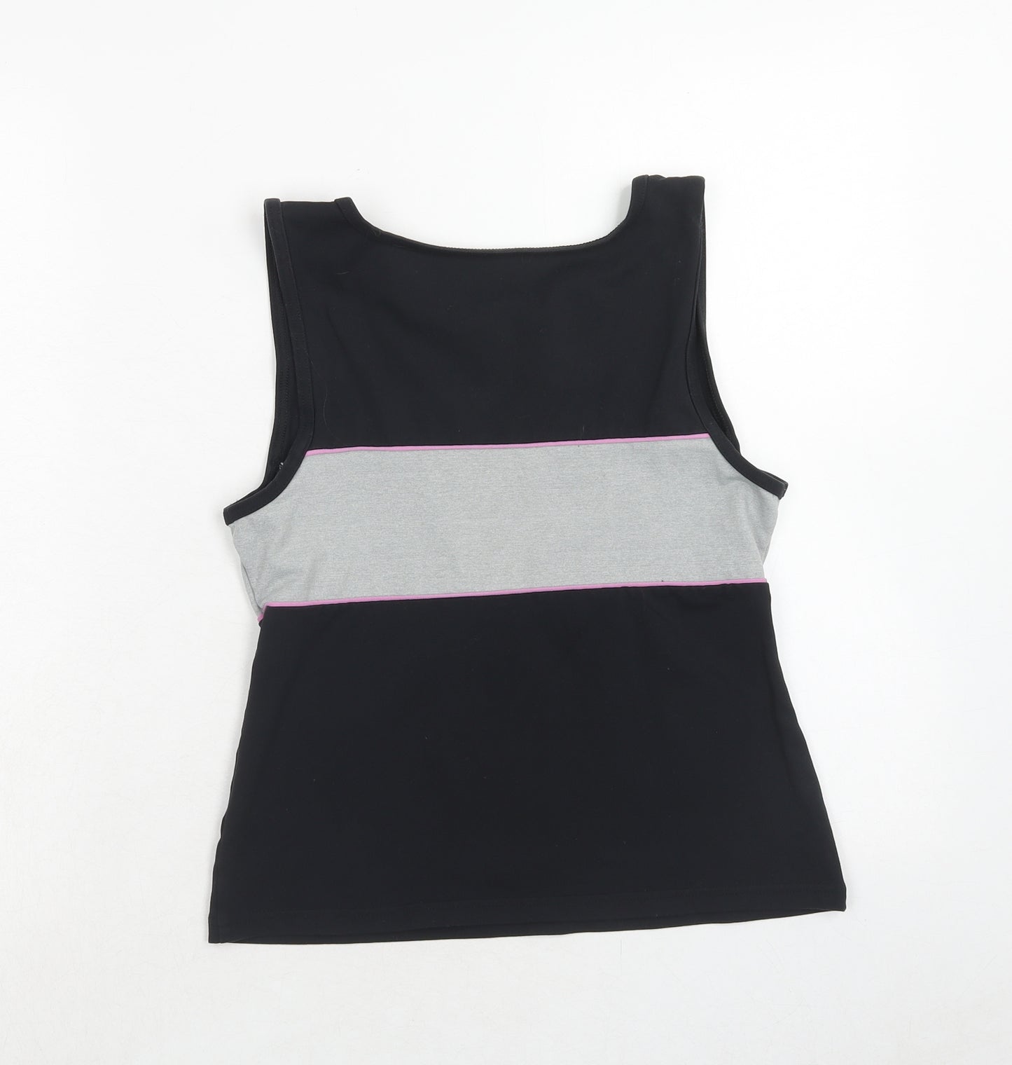 Marks and Spencer Womens Black Colourblock Polyamide Basic Tank Size 14 Boat Neck