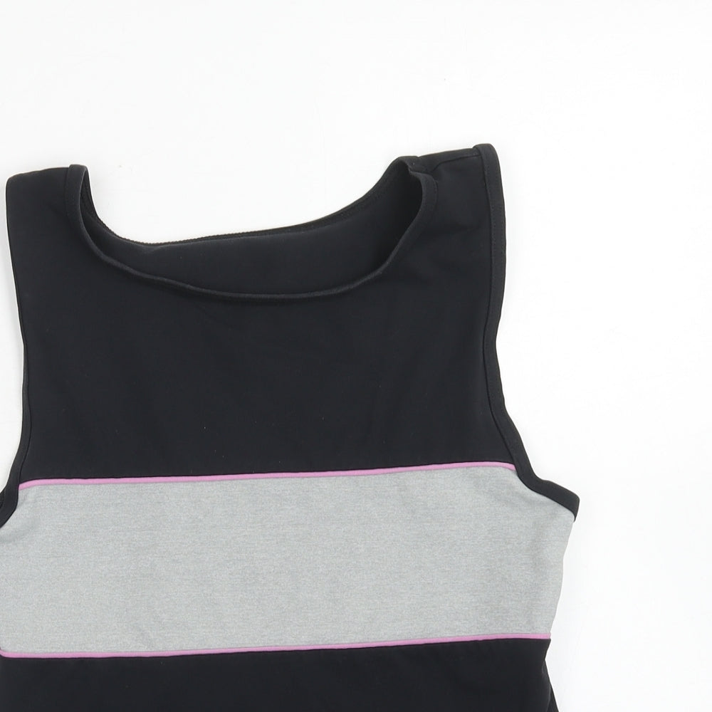 Marks and Spencer Womens Black Colourblock Polyamide Basic Tank Size 14 Boat Neck