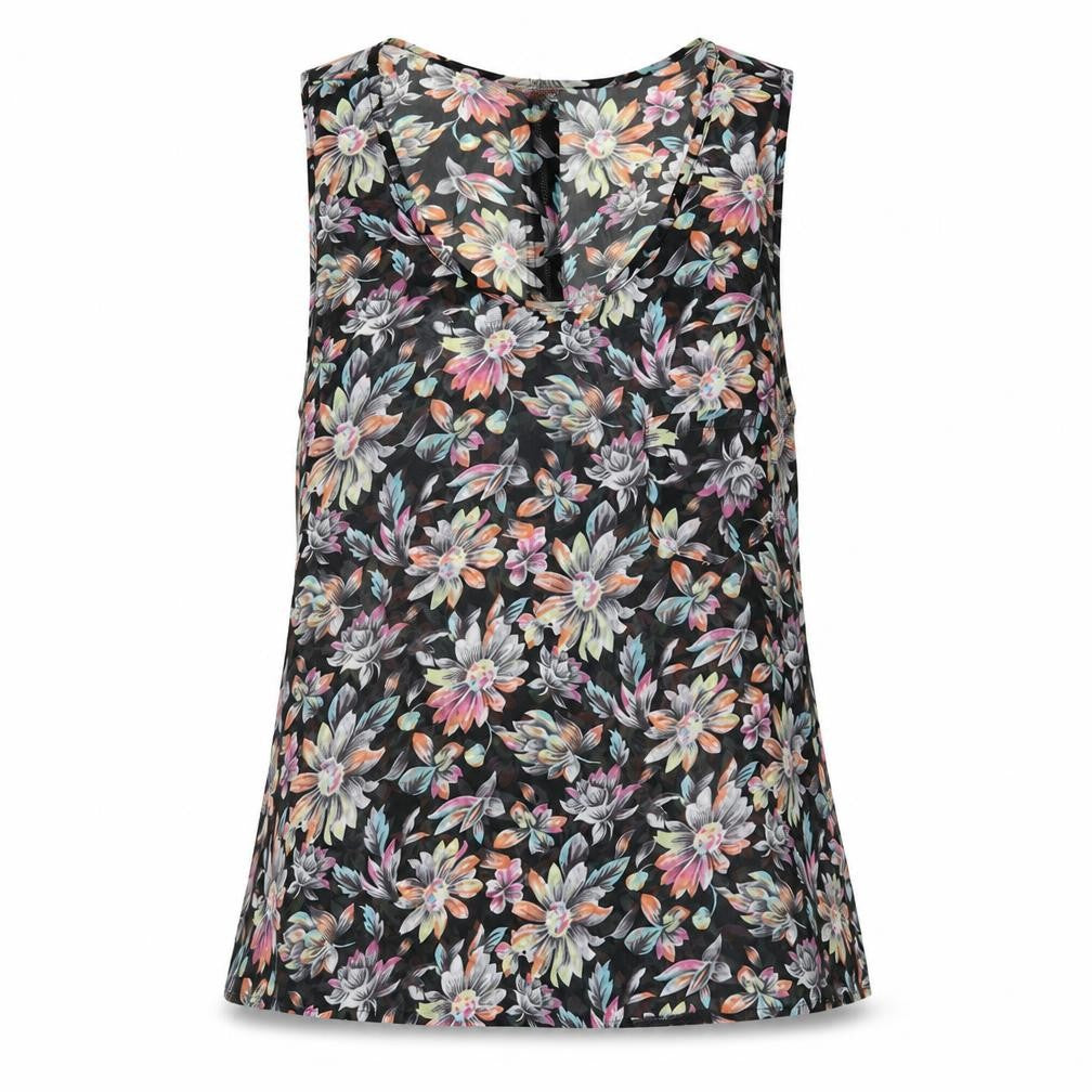 Front view of Cameo Rose women’s multicoloured floral polyester basic blouse, size UK 8, scoop neck