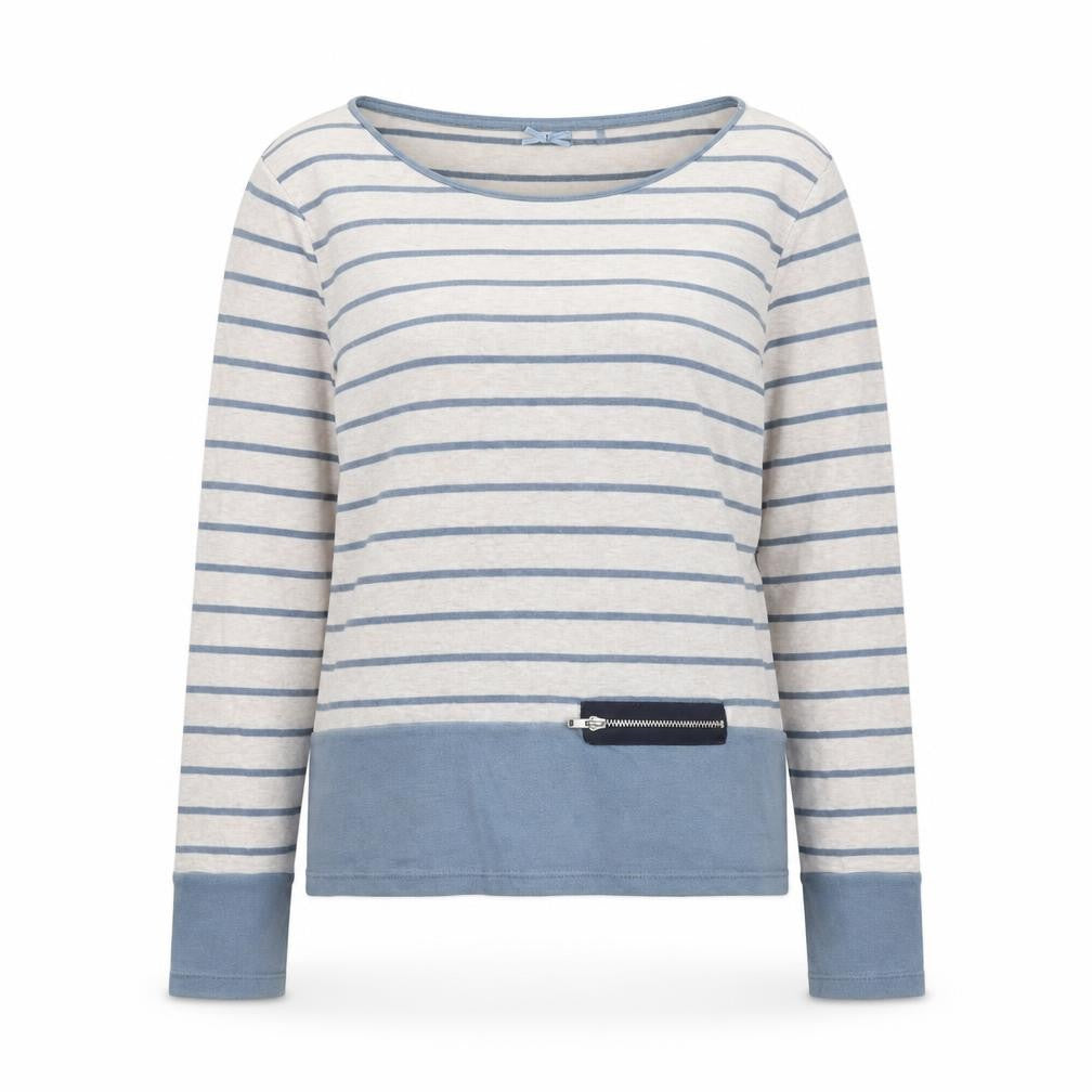 New Look Womens Blue Round Neck Striped Cotton Pullover Jumper Size 6