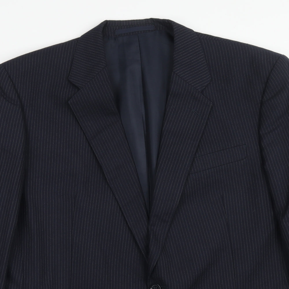 Hodges Mens Blue Striped Polyacrylate Fibre Jacket Suit Jacket Size 44 Regular