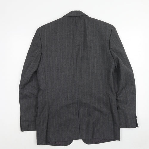 Burton Mens Grey Striped Polyester Jacket Suit Jacket Size 38 Regular