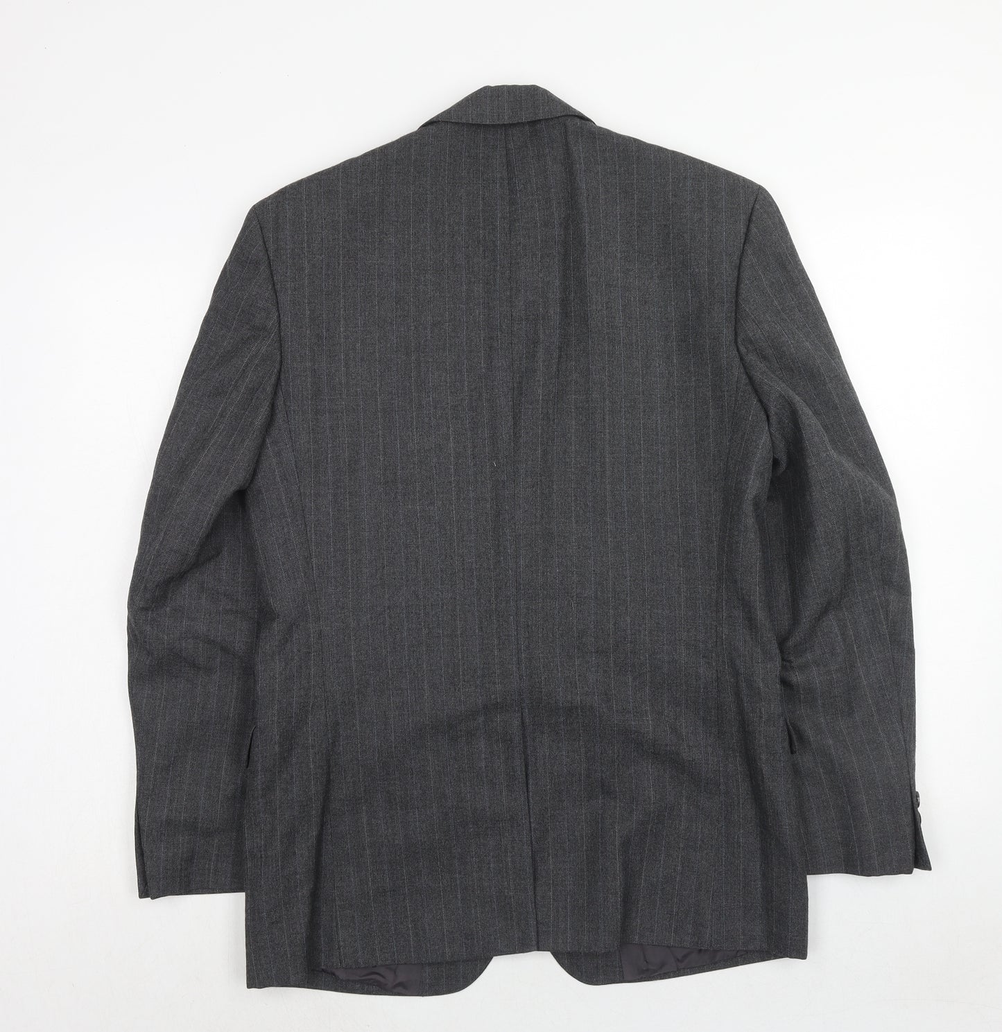 Burton Mens Grey Striped Polyester Jacket Suit Jacket Size 38 Regular
