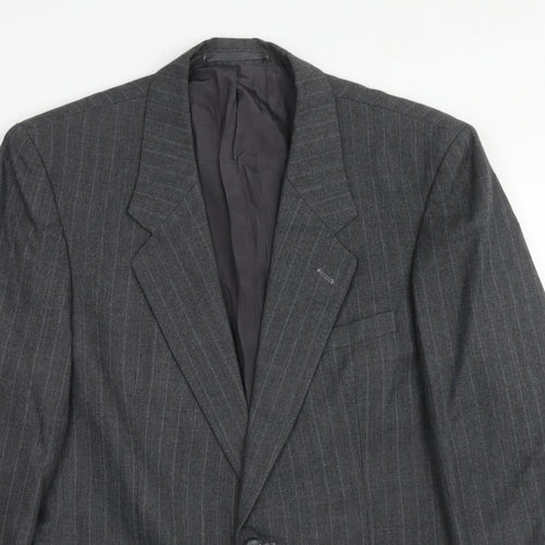 Burton Mens Grey Striped Polyester Jacket Suit Jacket Size 38 Regular