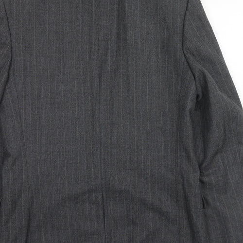 Burton Mens Grey Striped Polyester Jacket Suit Jacket Size 38 Regular