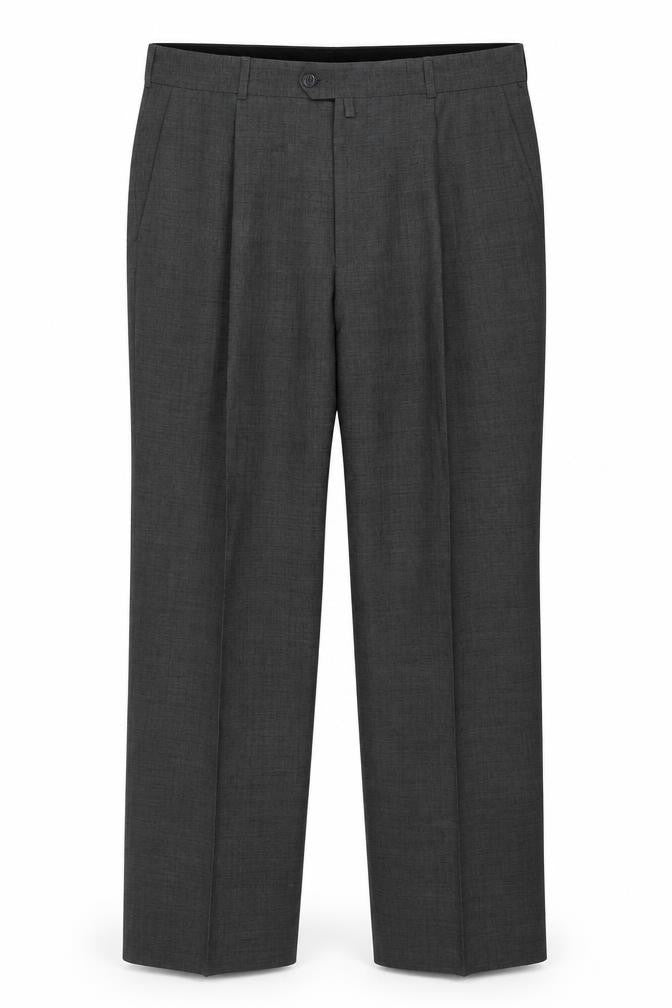 Kurt Muller Mens Grey Polyester Dress Pants Trousers Size 34 in Regular Zip