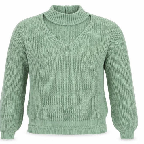 Boohoo Womens Green V-Neck Acrylic Pullover Jumper Size S