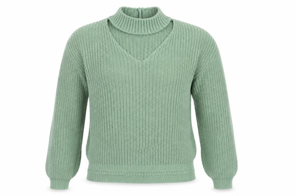 Boohoo Womens Green V-Neck Acrylic Pullover Jumper Size S
