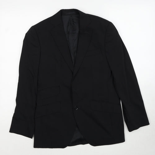 Oscar Flores Mens Black Wool Jacket Suit Jacket Size 34 Regular
