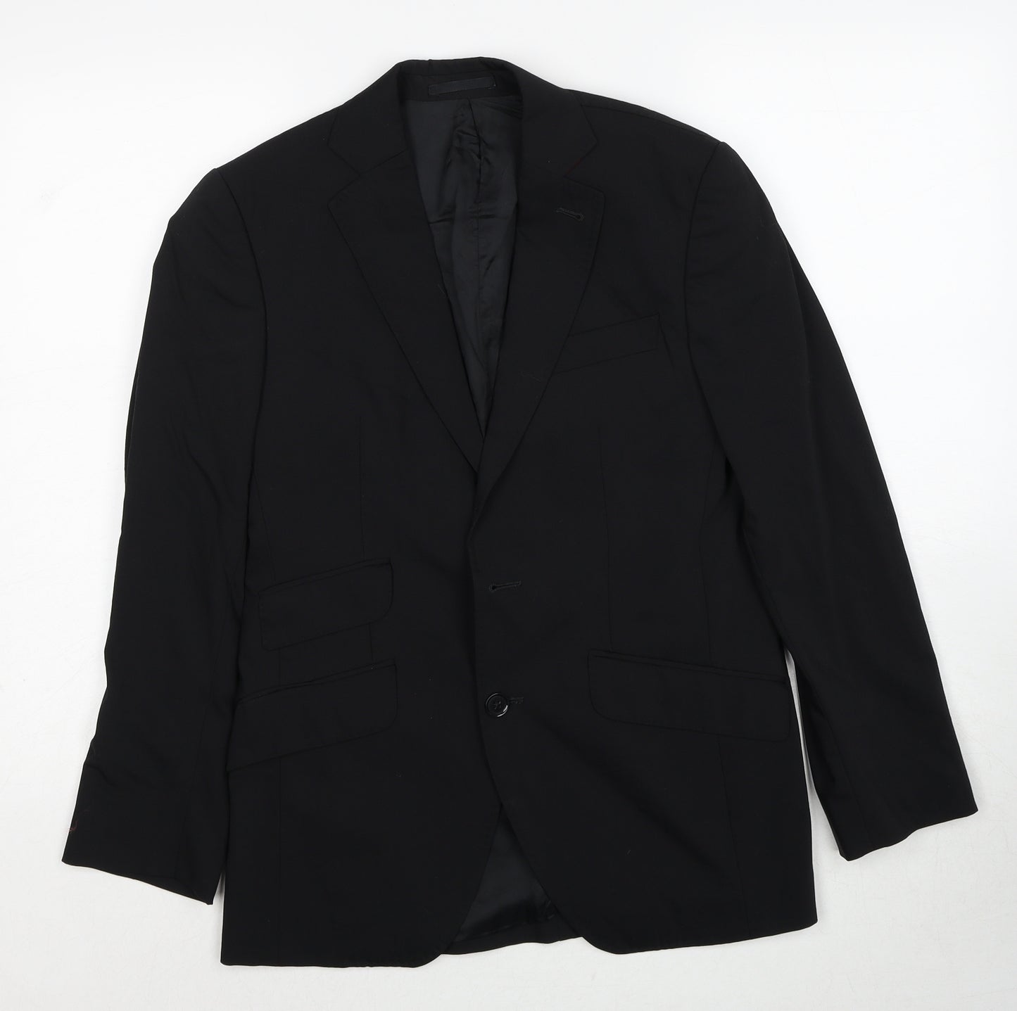 Oscar Flores Mens Black Wool Jacket Suit Jacket Size 34 Regular