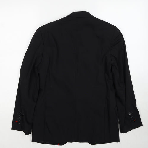 Oscar Flores Mens Black Wool Jacket Suit Jacket Size 34 Regular