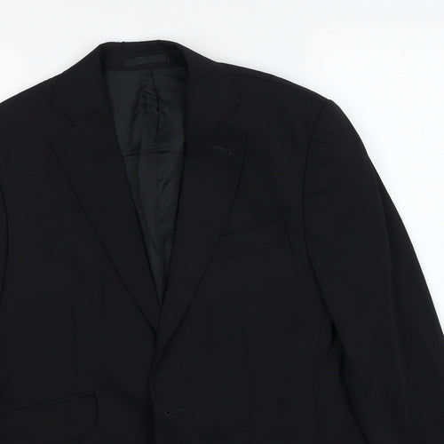 Oscar Flores Mens Black Wool Jacket Suit Jacket Size 34 Regular