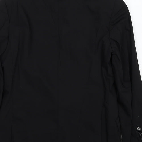 Oscar Flores Mens Black Wool Jacket Suit Jacket Size 34 Regular