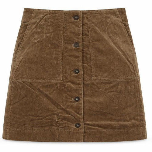 Uniqlo Womens Brown Cotton A-Line Skirt Size 26 in Button
