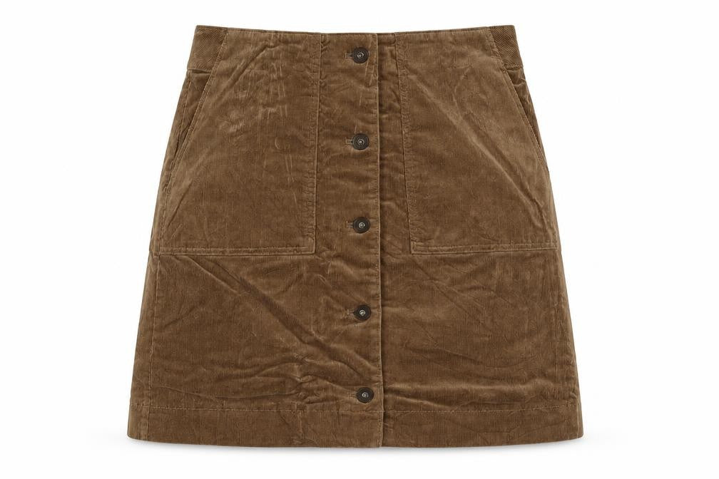 Uniqlo Womens Brown Cotton A-Line Skirt Size 26 in Button