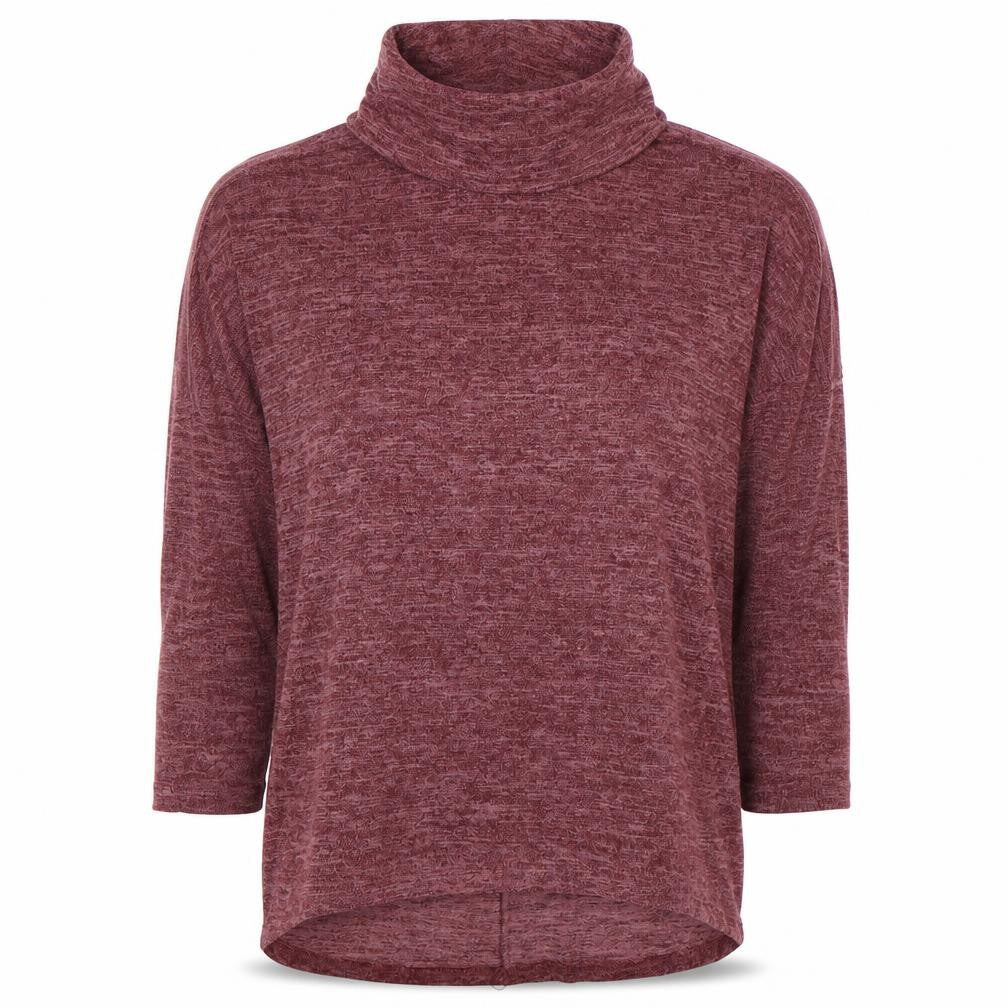 Front view of QED London women’s red roll neck viscose jumper, size S