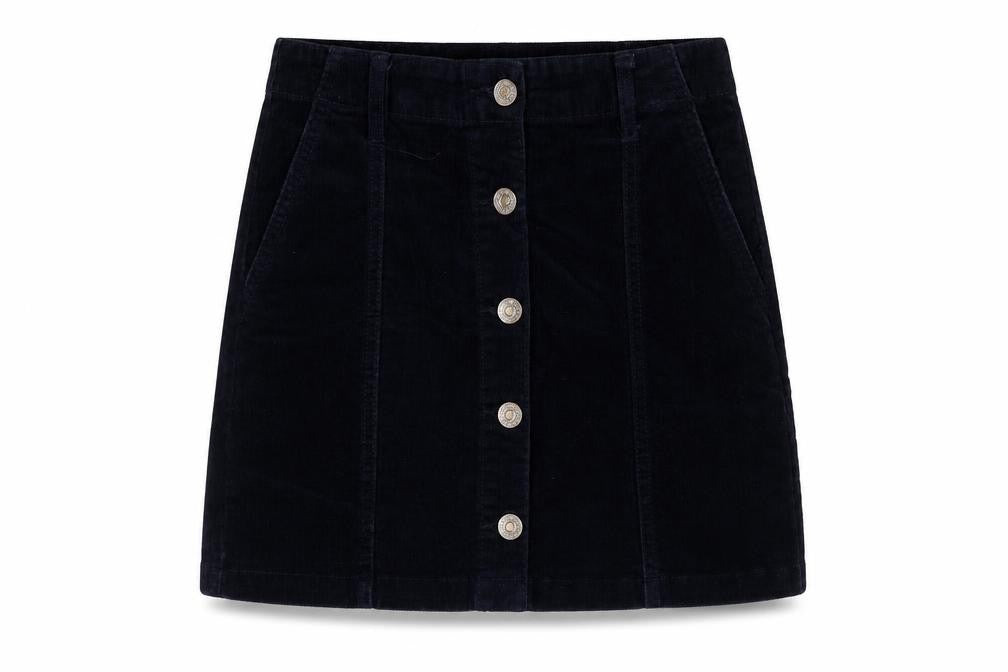 FOREVER 21 Womens Blue Cotton A-Line Skirt Size 26 in Button