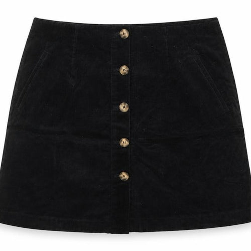 Tayfan Womens Black Cotton A-Line Skirt Size 38 in Button