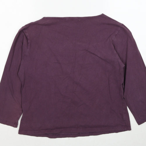 Uni Style Womens Purple Polyester Basic T-Shirt Size 10 Boat Neck - Embellished Neckline