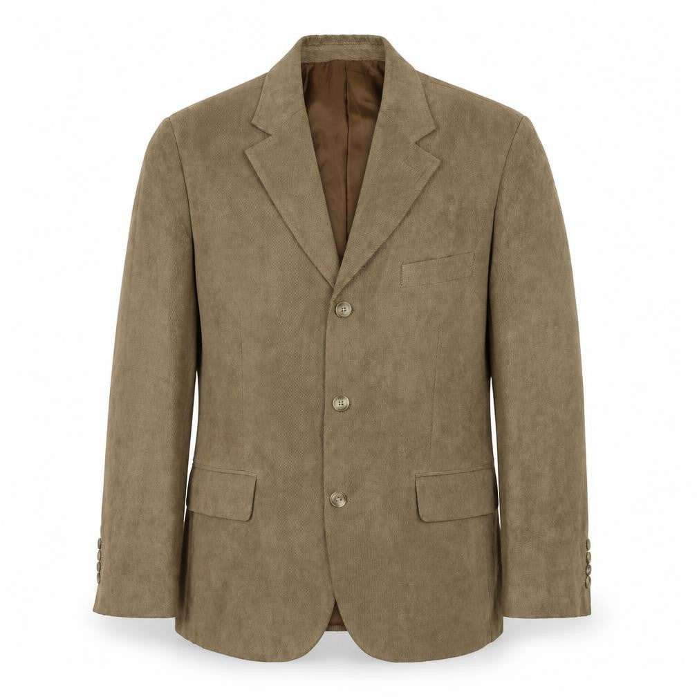 Front view of London Road men’s brown polyester jacket blazer, size 38, regular