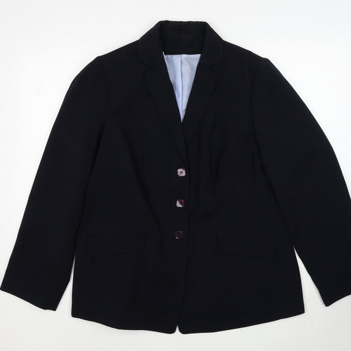 essence Womens Black Polyester Jacket Blazer Size 16 Button