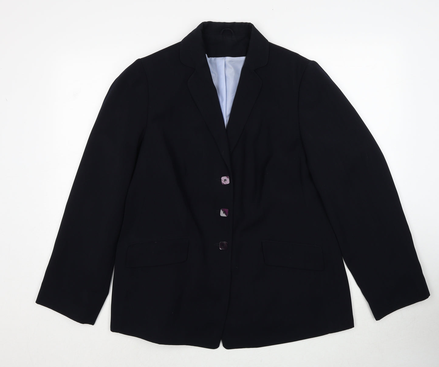 essence Womens Black Polyester Jacket Blazer Size 16 Button