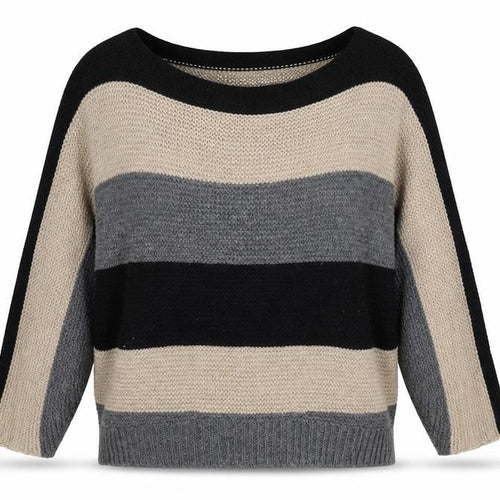 Blue Vanilla Womens Multicoloured Round Neck Striped Polyester Pullover Jumper Size S - Size S-M