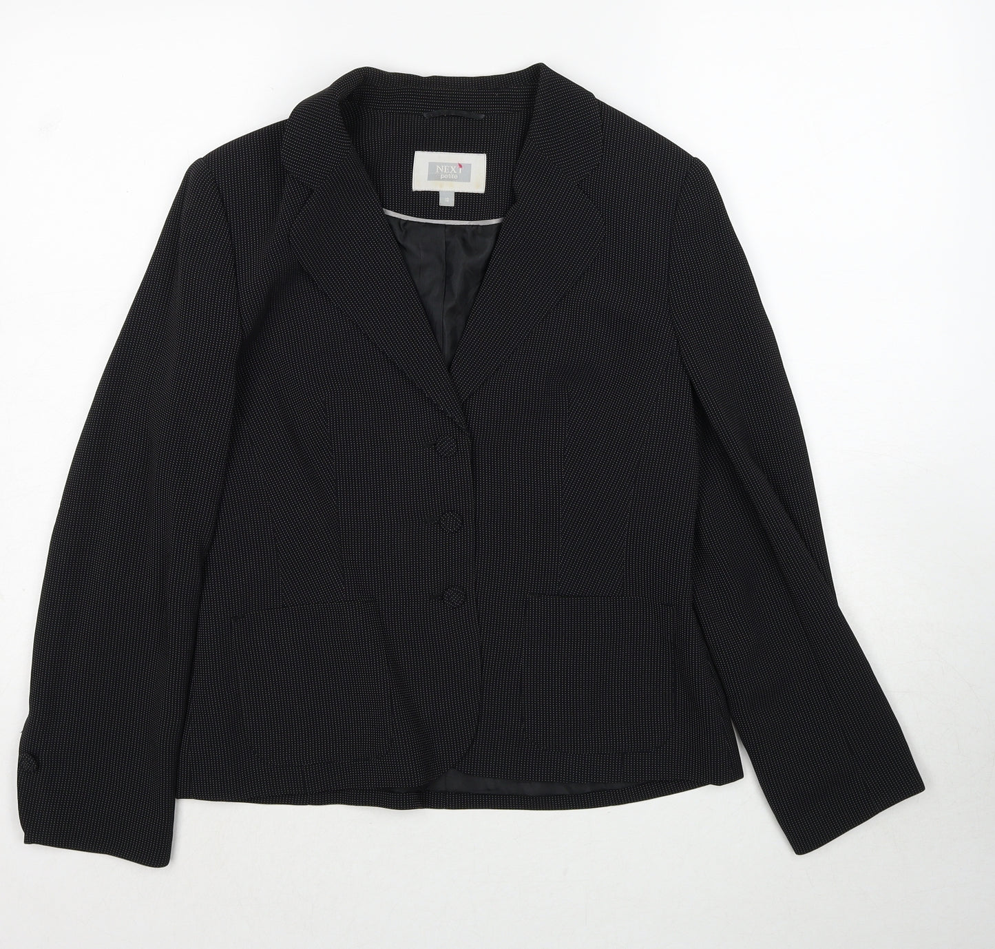 NEXT Womens Black Polka Dot Polyester Jacket Suit Jacket Size 12 Button