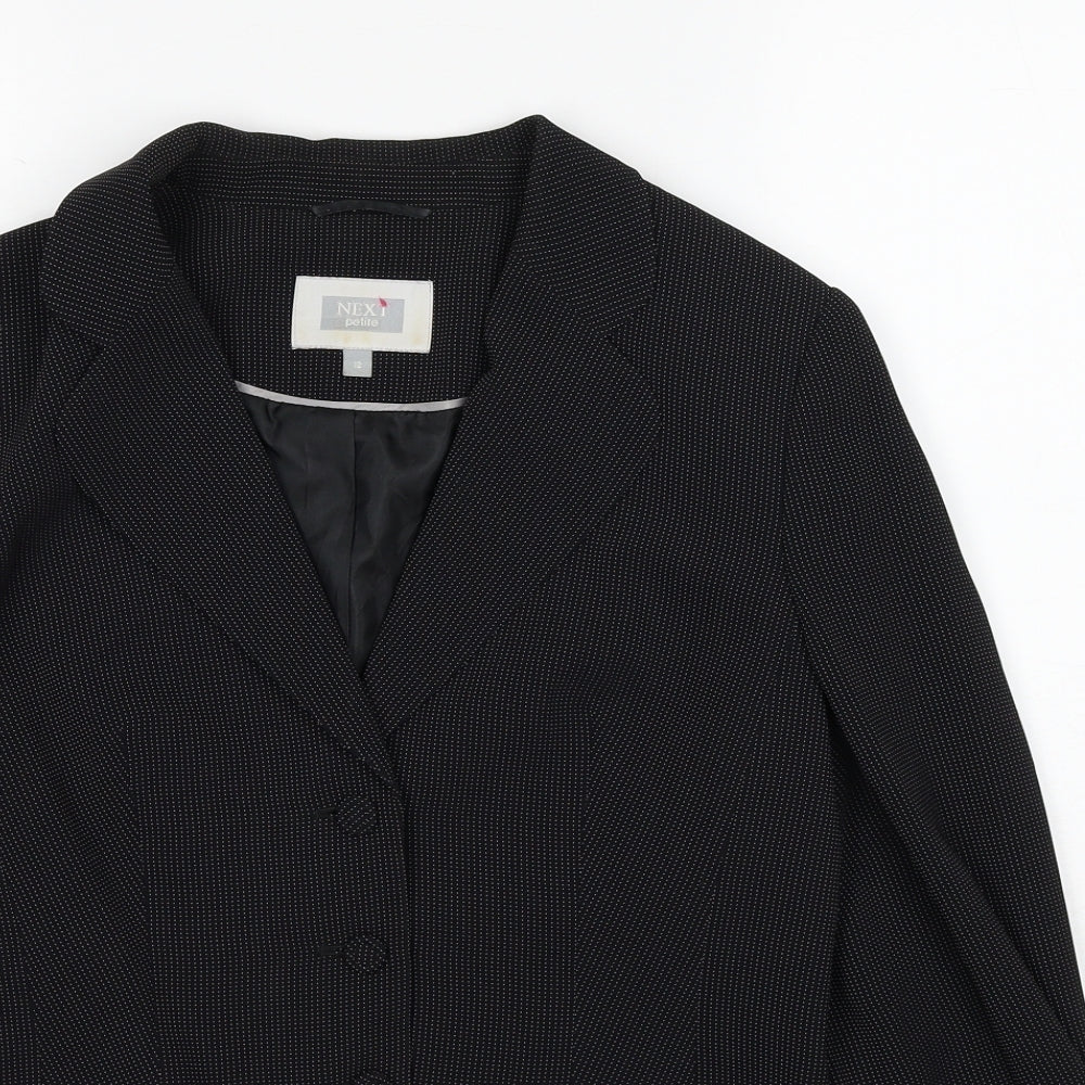 NEXT Womens Black Polka Dot Polyester Jacket Suit Jacket Size 12 Button