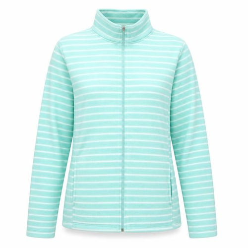 Anne De Lancay Womens Green Striped Jacket Size L Zip
