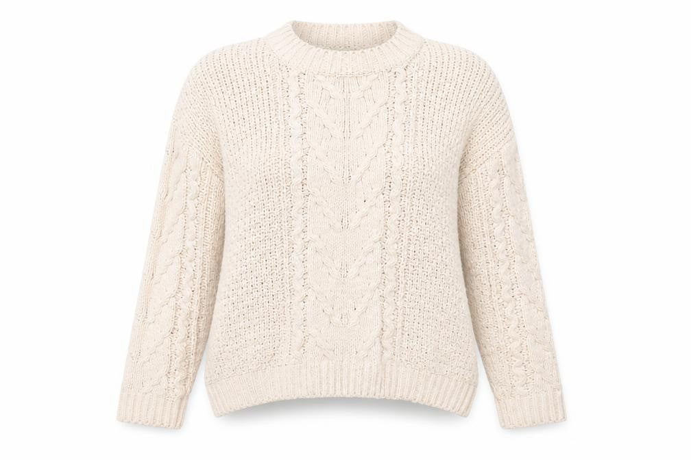 Front view of Papaya women’s pink round neck polyester jumper, size S