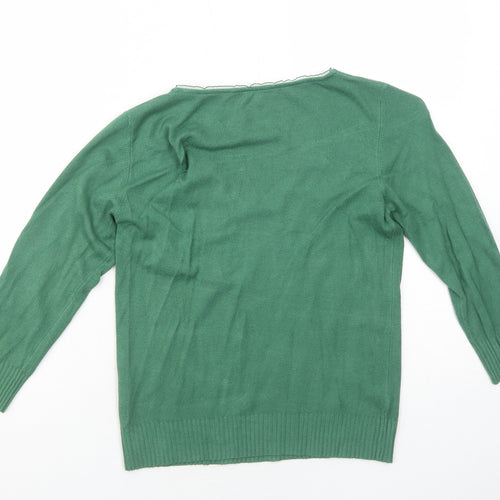 Per Una Womens Green V-Neck Viscose Pullover Jumper Size 12