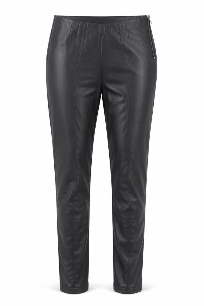 Pieces Womens Black Polyurethane Trousers Size M Regular Zip - Faux Leather