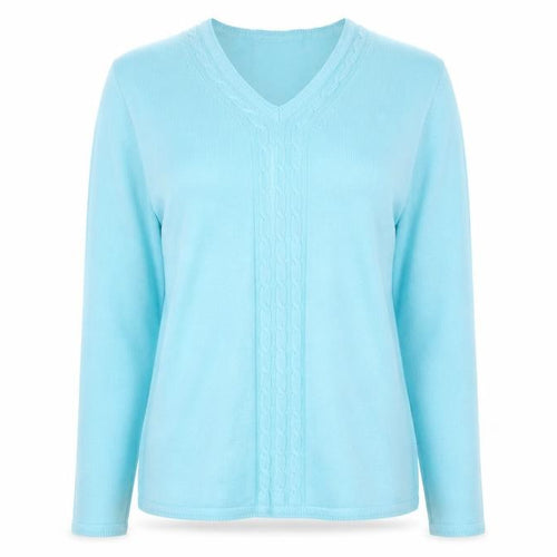 Bonmarché Womens Blue V-Neck Acrylic Pullover Jumper Size S