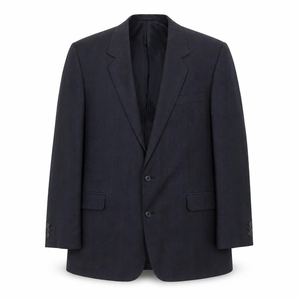 Classics Mens Blue Striped Polyester Jacket Suit Jacket Size 44 Regular