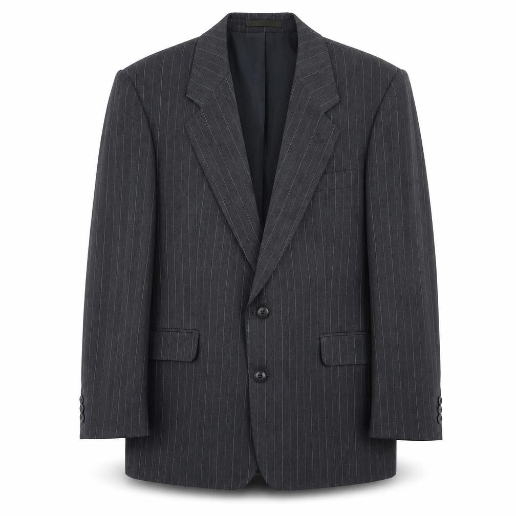 Marlowe Mens Grey Striped Polyester Jacket Suit Jacket Size 40 Regular