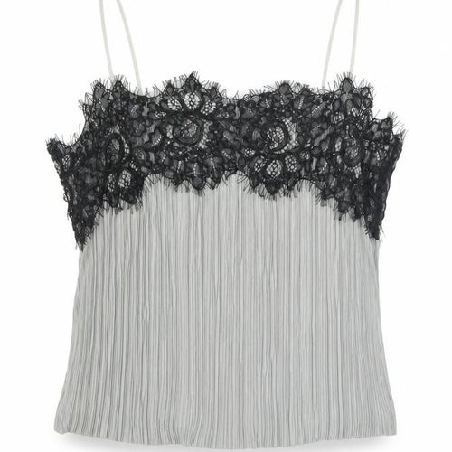 Pins & Needles Womens Grey Polyester Cropped Tank Size XS Square Neck - Lace Details