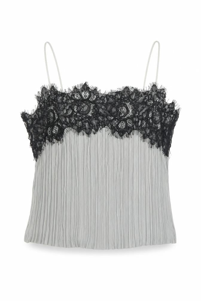 Pins & Needles Womens Grey Polyester Cropped Tank Size XS Square Neck - Lace Details