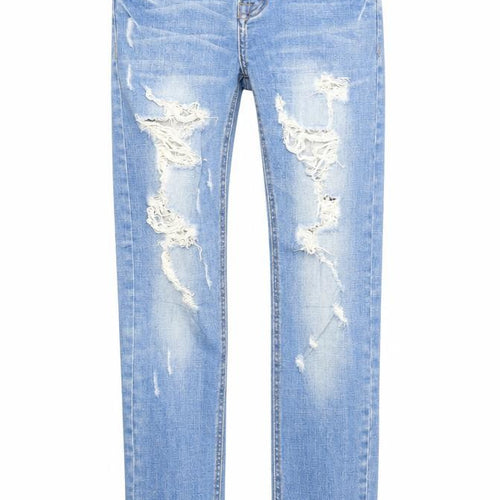 Best Mountain Womens Blue Cotton Straight Jeans Size 6 Regular Zip