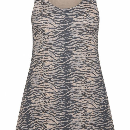 Lexxury Womens Brown Animal Print Cotton A-Line Size S Round Neck Pullover - Tiger Pattern