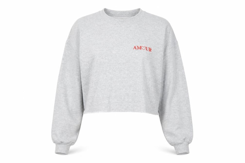 Front view of Topshop women’s grey cotton pullover sweatshirt, size M, pullover - amour