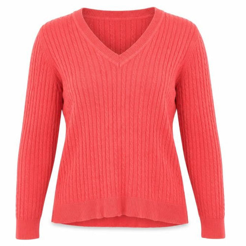 Alice Collins Womens Red V-Neck Cotton Pullover Jumper Size 10