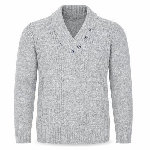 Bellisimo Mens Grey V-Neck Acrylic Pullover Jumper Size S Long Sleeve